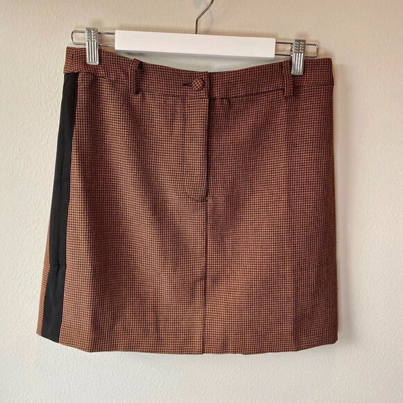 J.O.A. Abbott Brown Houndstooth Mini Skirt NEW M - Picture 1 of 8